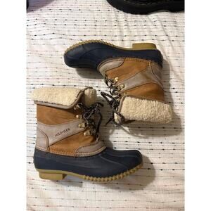 Tommy Hilfiger Sherpa Lined Foldable Winter Duck Boots Womens Size 7